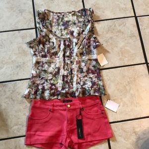 NWT Large Guess blouse & Large Shinestar shorts 💕